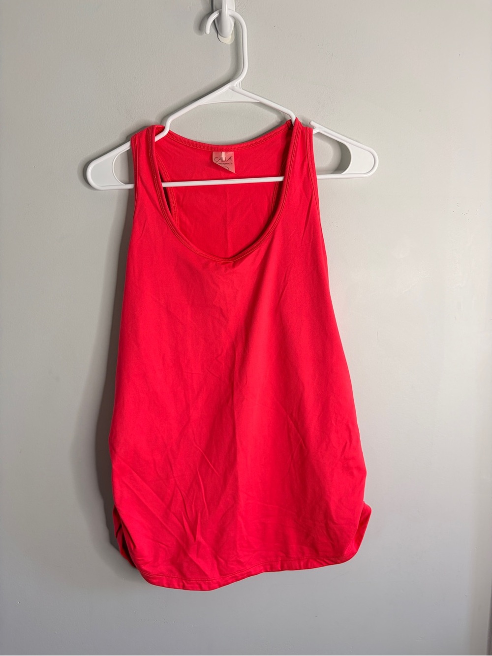 CALIA by Carrie Underwood Bright Pink Fuchsia Ruched Sleeveless Tank Large
